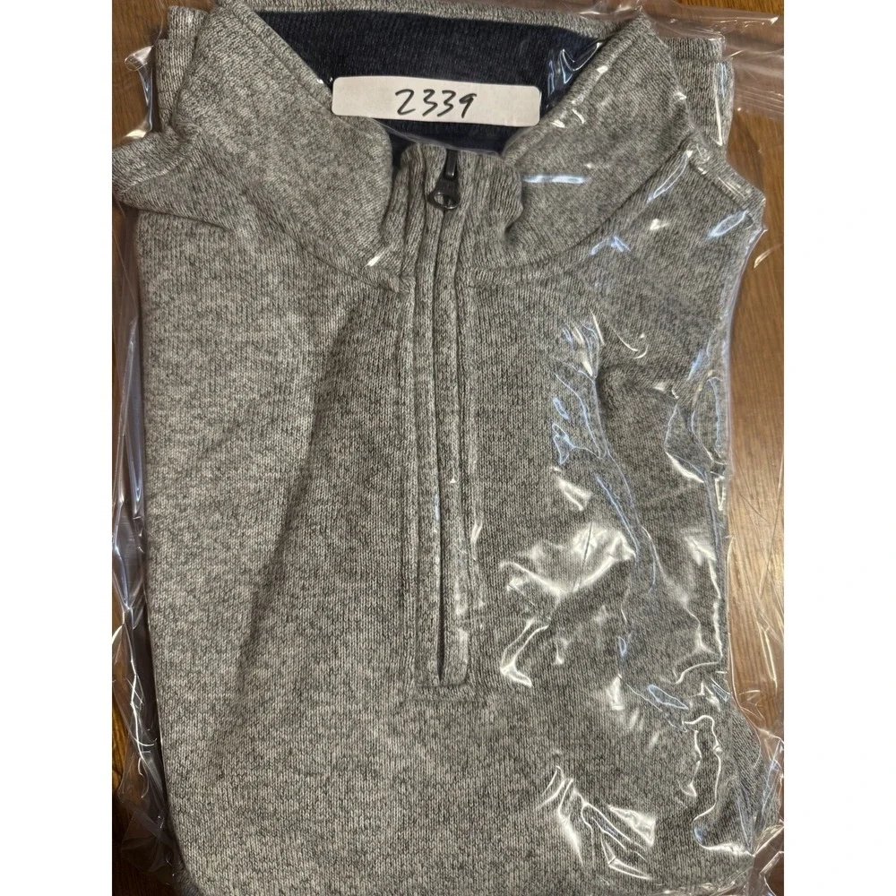 IZOD 1/4 Zip Pullover Men XL Gray Heather Fleece Lined Sweater Knit Casual Golf‎